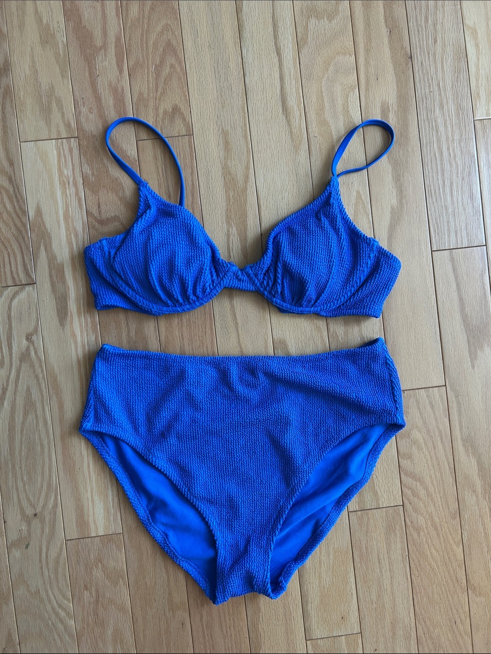 Shade & Shore Textured Bikini Set in Blue